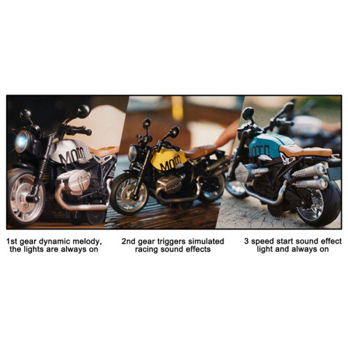 Cool 1:12 Motorcycle Toy for Boys with Pull Back Action and Lights 2