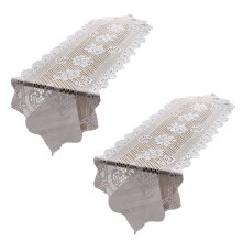 2Pcs Handmade Cotton Lace Table Runner Doilies,-White camellia