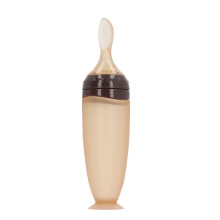 Babyvoedinglepel met stofkap, 6x21cm, koffiekleur