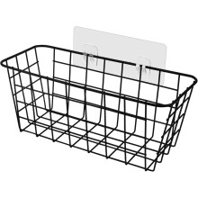 Mesh Wire Basket, Portable Organizer with Adhesive Mounting for Durable and Easy To Install Use in Kitchen, Bathroom, Laundry Room, 18 * 13 * 11cm, Bl