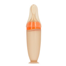 Babyvoedingslepel met stofkap, siliconen, 6x21cm oranje