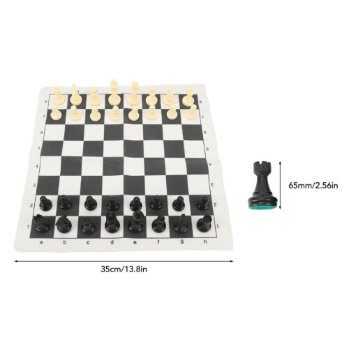 Jeu d'échecs et de dames portable enroulable avec sac à fermeture éclair, noir 1