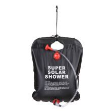 10-Liter-Solar-Camping-Duschbeutel, wasserdicht, PVC, schwarz, mit Wasserhahn