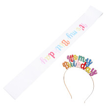 4Sets Women Birthday Headband and Sash Comfortable Colorful Party Set