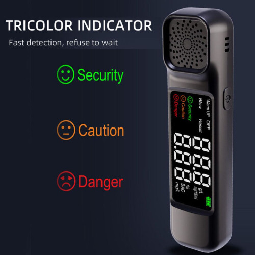 Draagbare alcoholtester 0-0,19% BAC, compact 50 g, LED-display 1