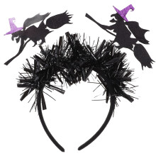 Halloween Witch Headband With Broom Hair Hoop Party Headdress