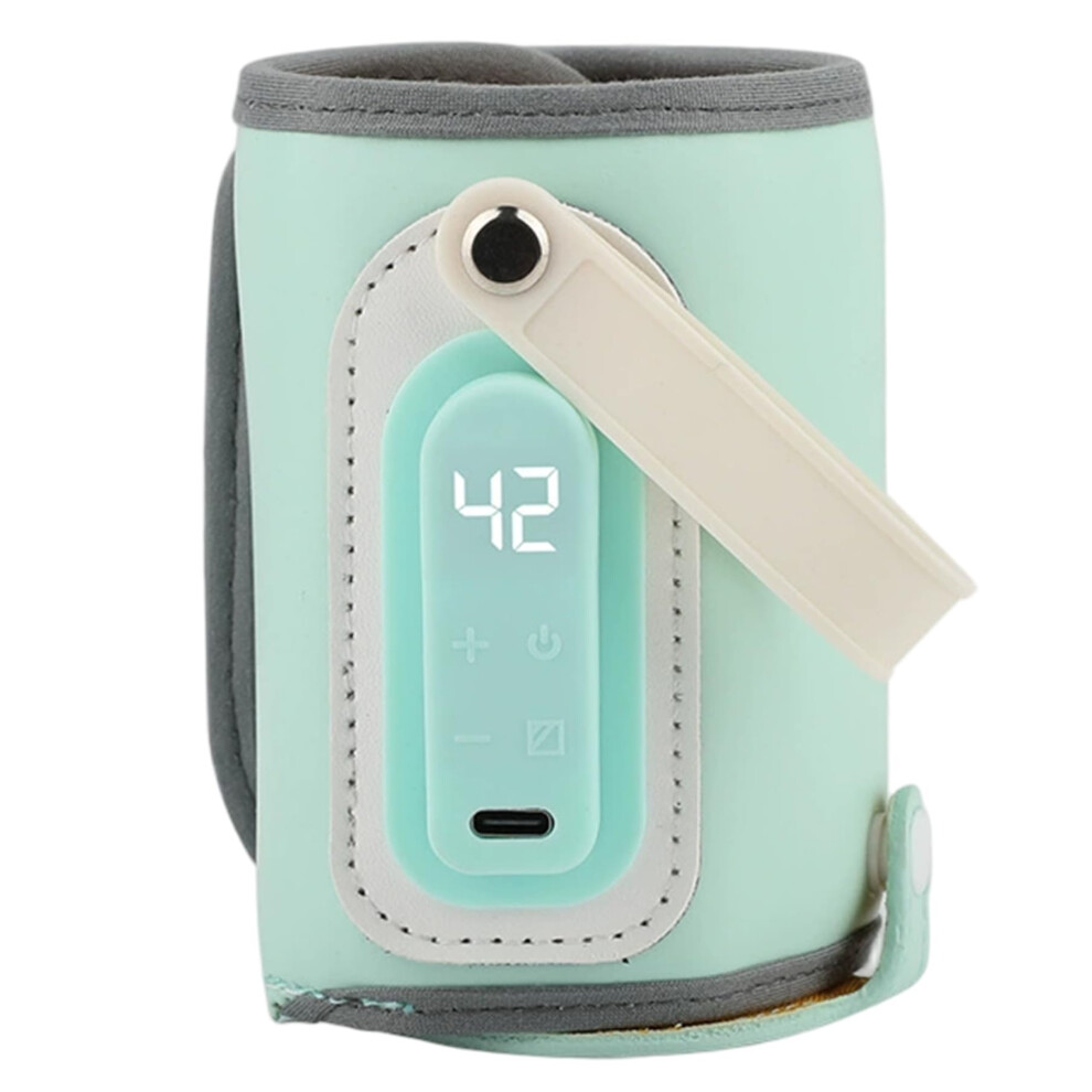 Baby Bottle Warmer Temperature Adjustable PU Portable Warmer With Handle 21W Rechargeable Digital Display