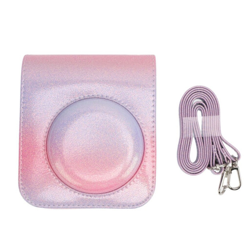 Pink Purple Rainproof PU Leather Camera Case for Mini 12 with Shoulder Strap 1
