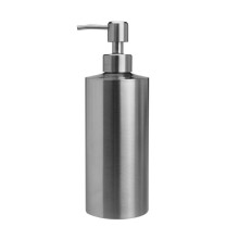 Sæbepumpe i børstet rustfrit stål, rustfast, moderne design, 300 ml kapacitet, nem at genopfylde, kompatible med flydende sæbe, beskyttende puder