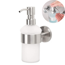 Sæbedispenser i rustfrit stål med pumpe, vægmonteret, blyfrit glas med smudsafvisende og ridsefast finish, nem at rengøre, vægmonteret væske
