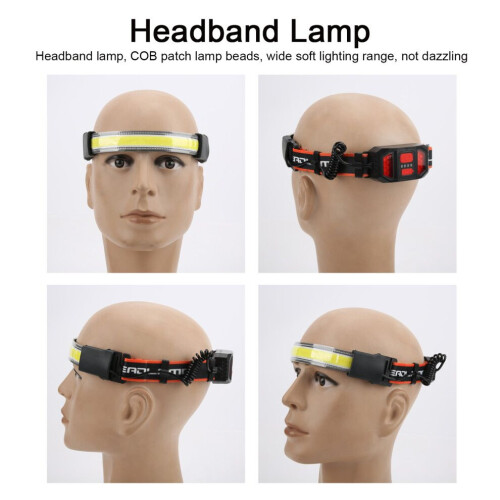 USB Rechargeable COB Headlamp Adjustable Headband for Outdoor Activities 2