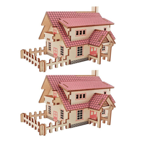 2 Juegos De De Madera De Casa Decorativos 1