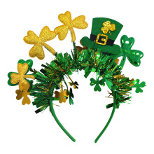 Patrick's Day Party Headband Shamrock-Top hat golden green