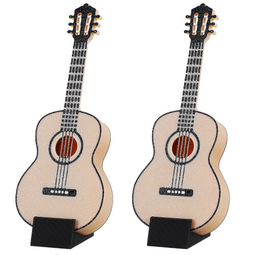 2 Unidades Mini Guitarra com Suporte Baixo