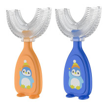 Escova de dentes em formato de U para limpeza completa dos dentes, macia e delicada, que promove a saúde das gengivas, com cabo ergonômico, seis