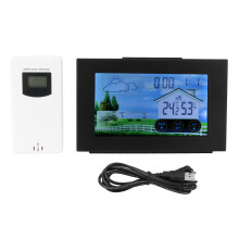 Weather Forecast Clock with Outdoor Sensor, Wireless Weather Station Digital LCD Screen Thermometer Humidity Monitor for Home Office Garden, Alarm Clo