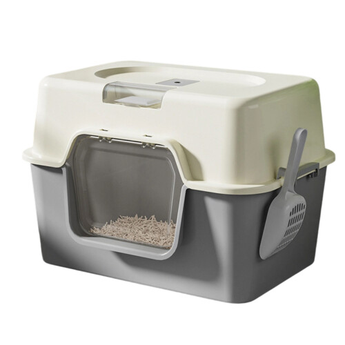 Cats Litter Pans for Older Cats Plastic Small Smooth-Gray