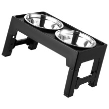 Pet Feeding Station With 4 Adjustable-Double bowl stainles