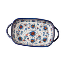 Double Handle Ceramic Baking Bowl HeavyDuty Oven Dish For Salad Mixing And Rice Baking Medium Rectangular Pan