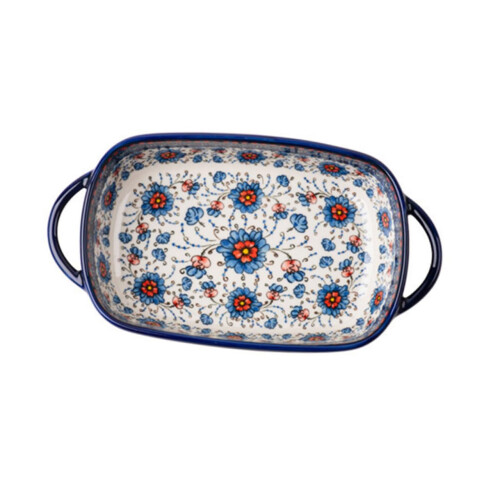 Double Handle Ceramic Baking Bowl HeavyDuty Oven Dish For Salad Mixing And Rice Baking Medium Rectangular Pan