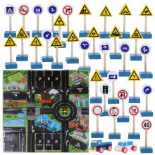 1 Set Holz Verkehrsschilder Spielzeug Nachbildung Bausteine