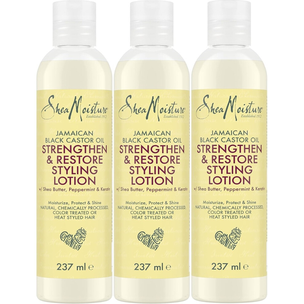 Shea Moisture 3 X 237Ml Jamaican Castor Oil Strengthen & Restore Hair Styling Lotion Black