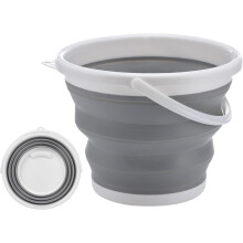 yao96266 10L Collapsible Bucket For Car Wash, Mop, Easy Cleaning With Handle - Foldable, Portable, Space Saving Indoor Outdoor Use (Grey)
