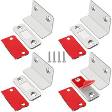 yao96266 4 Pack Cupboard Door Magnets Ultra Thin Magnetic Door Catches Adhesive Cabinet Magnets L Shape Magnetic Door Latch Silver