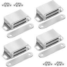 yao96266 4 Pack Magnetic Door Catch Strong Magnet Cabinet Latches Magnetic Hardware Stainless Steel Door Closer (Size:M) Silver
