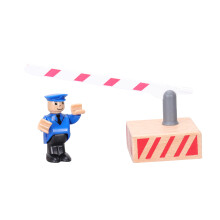 1Pc Wooden Traffic Roadblock With Beech Model And Police Doll