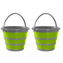 yao96266 2PCS 10L Collapsible Cleaning Bucket Portable Cleaning Bucket Fishing Bucket Silicon Camping Bucket, Space Saving For Home Outdoors-Green