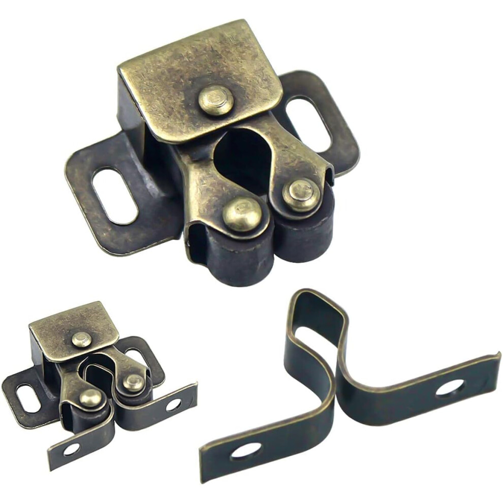 Yao96266 12Pcs Door Catches, Double Roller Strong Hold Door Catches With Screws, Cabinet Door Latch For Home Furniture Cabinet Cupboard (Bronze) 4055695005904