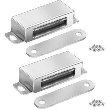 yao96266 4 Pack Magnetic Door Catch Strong Magnet Cabinet Latches Magnetic Hardware Stainless Steel Door Closer (Size:L) Silver