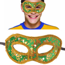 2Stk Herren Maskerade Maske Halbgesicht Spitze Grün