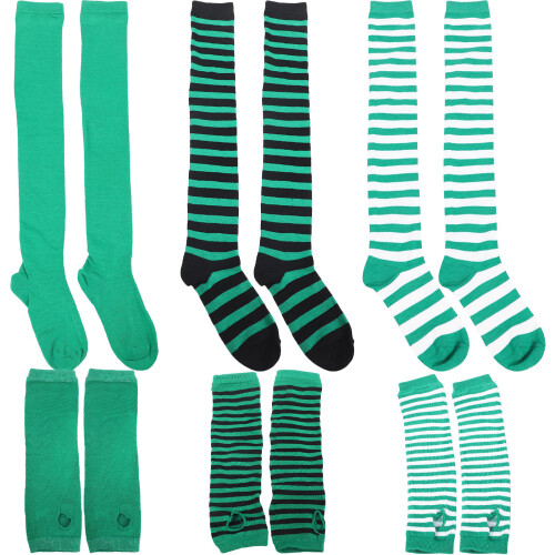 3 Sets Feestkleding Sinterklaas Gestreepte Vingerloze Handschoenen