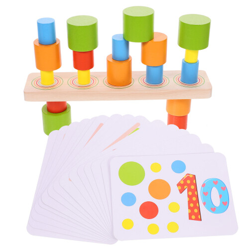 3 Sets Children Wood Cylinder Stacking Blocks Toy