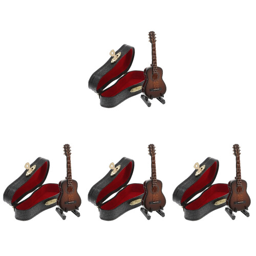 4 Conjuntos De Mini Guitarra Decoração Miniatura 2
