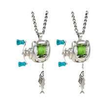 Fishing Reel Necklace, Rotating Handle Swirling Reel Pendant-2