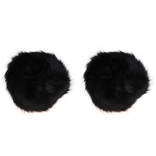 Een Paar Zwarte Fauxbont Armwarmers Vrouwen