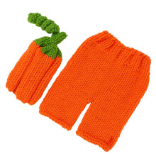 One Set Handmade Crochet Newborn Photography Costume Orange