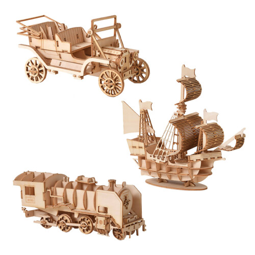 3Set 3D Puzzels Voor Kinderen Lichtbruin Creatief Speelgoed 2