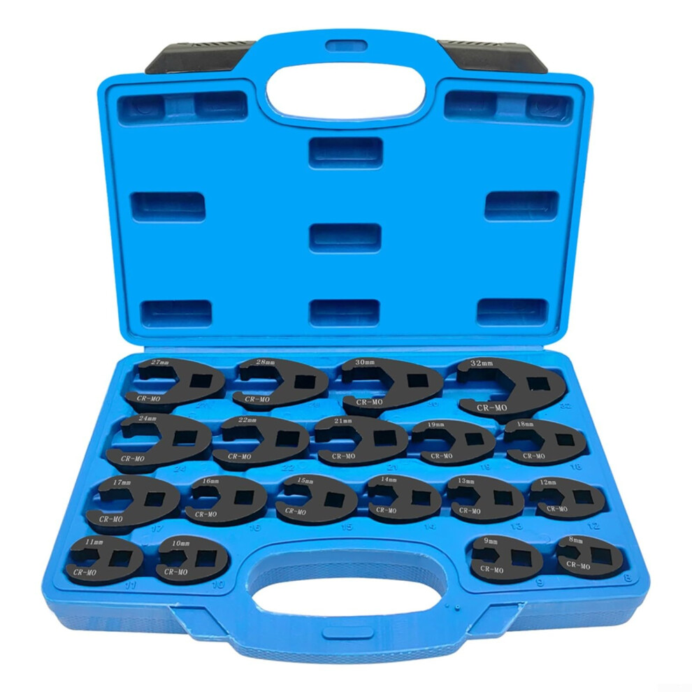 19Pcs Combination Wrenches Metric Crowfoot Spanner Sets, Flare Nut Wrench, 3/8 In And 1/2 In Drive Ratchets Fasteners 9105992588046