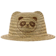 Kleine Geweven Strooien Hoed Voor Kinderen Met Panda Motief