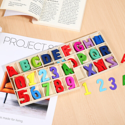 1 Set Holzbuchstaben Lernbuchstaben Frühförderung Lernmaterial 2
