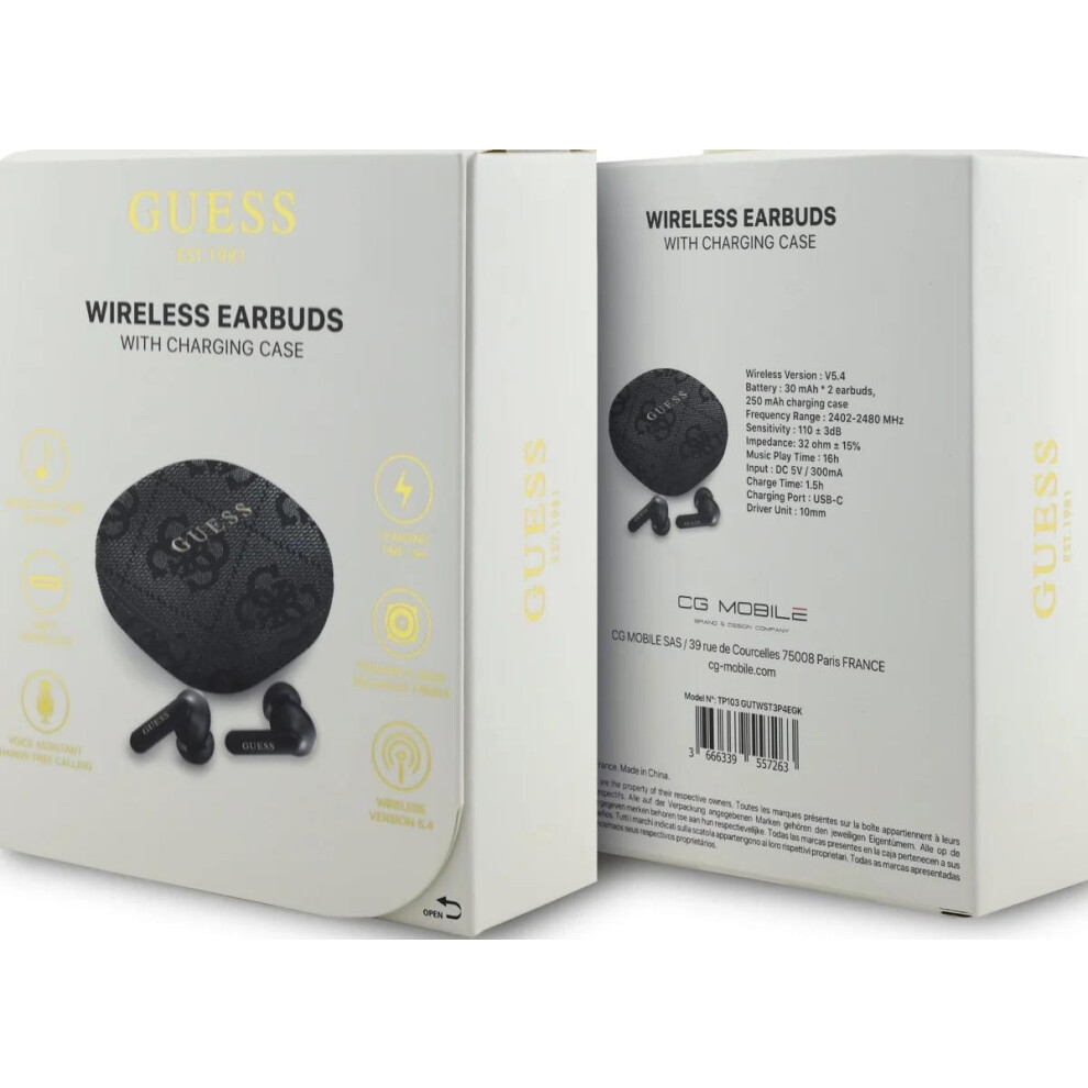 Guess 4G Classic Metal Logo Tws Enc Headphones Black - Gutwst3p4egk