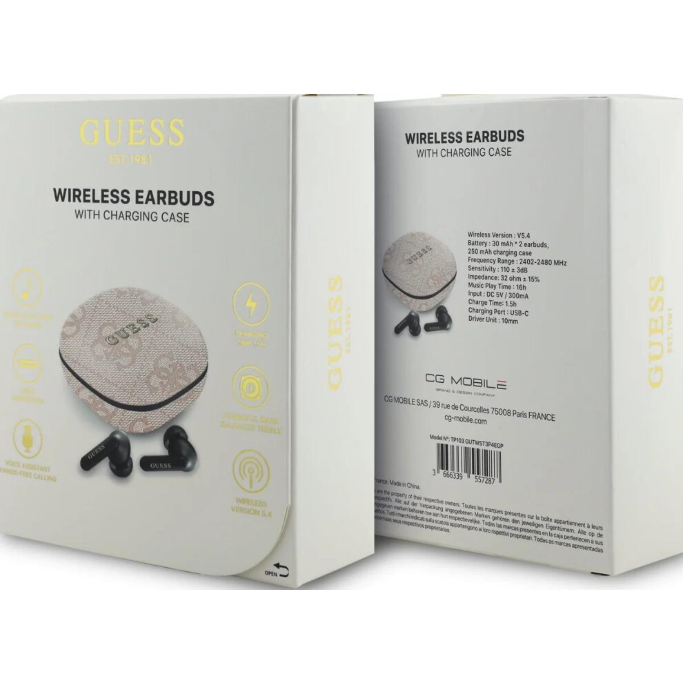 Guess 4G Classic Metal Logo Tws Enc Headphones Pink - Gutwst3p4egp