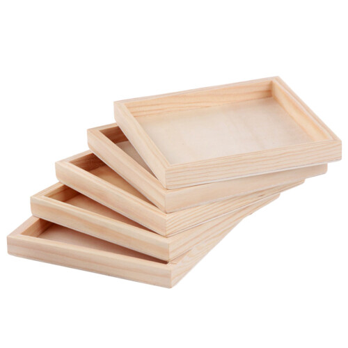 5 Piezas Bloques Madera Cuadrados Tabla Para Servir 2