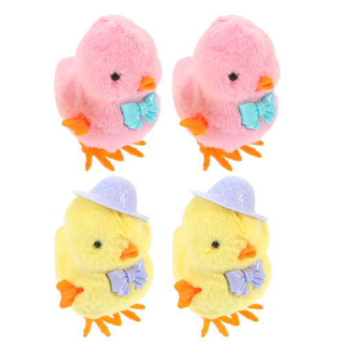 4Stück Aufzieh Huhn Springendes Plüschspielzeug Eierkorb Füller