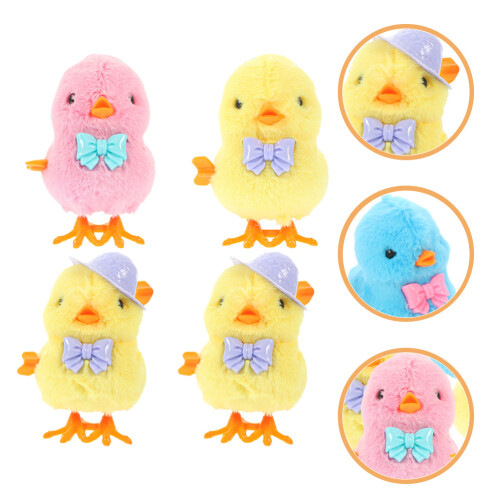 4Stück Aufzieh Huhn Springendes Plüschspielzeug Eierkorb Füller 1