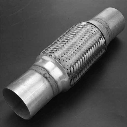 Tubo flexível de escape em aço inoxidável com dupla trança, 2 x 6 polegadas, com terminais 10